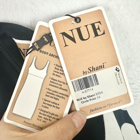 Nue By Shani Sheath Dress Size 16 NWT Circle Print Shaping Body Architecture - Picture 7 of 8